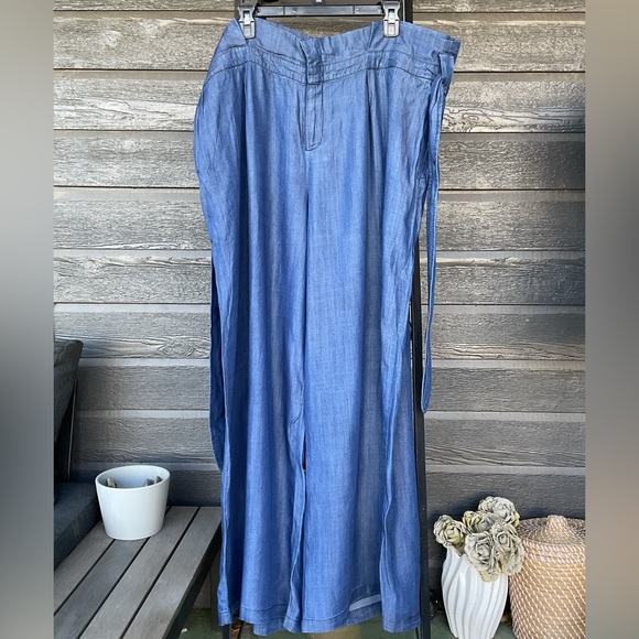 Standards & Practices Super Wide Leg Belted Tencel Pants Size 3X Rinse Color - Picture 7 of 7
